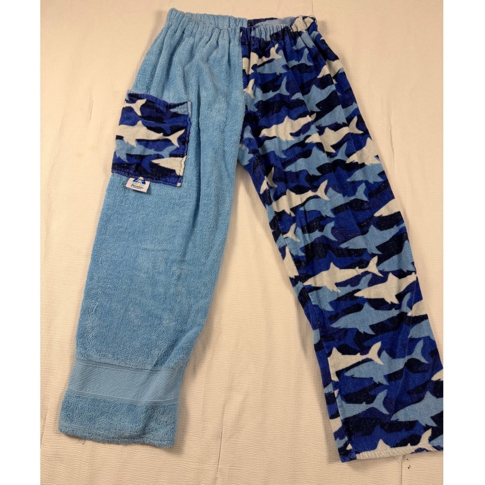 Paradise Towelwear Co Shark Camo Terry Cloth Lounge Pants Blue Small